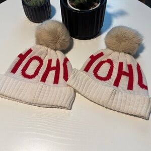 Mark and Graham "HO HO HO" Matching Beanie Ski Hats Holiday Pom Pom Beanie